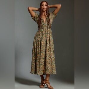 Anthropologie Katerina Lurex Button-Front Dress Sz 6